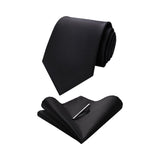 Solid Tie Handkerchief Clip - BLACK 