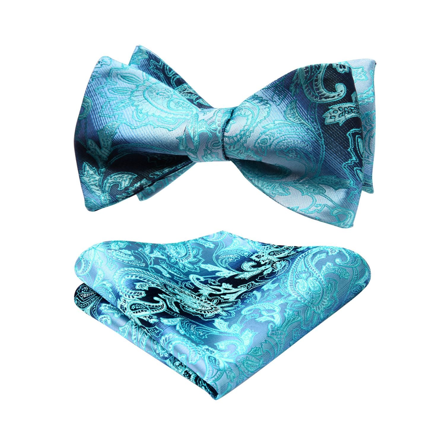 Paisley Bow Tie & Pocket Square - AQUA-1