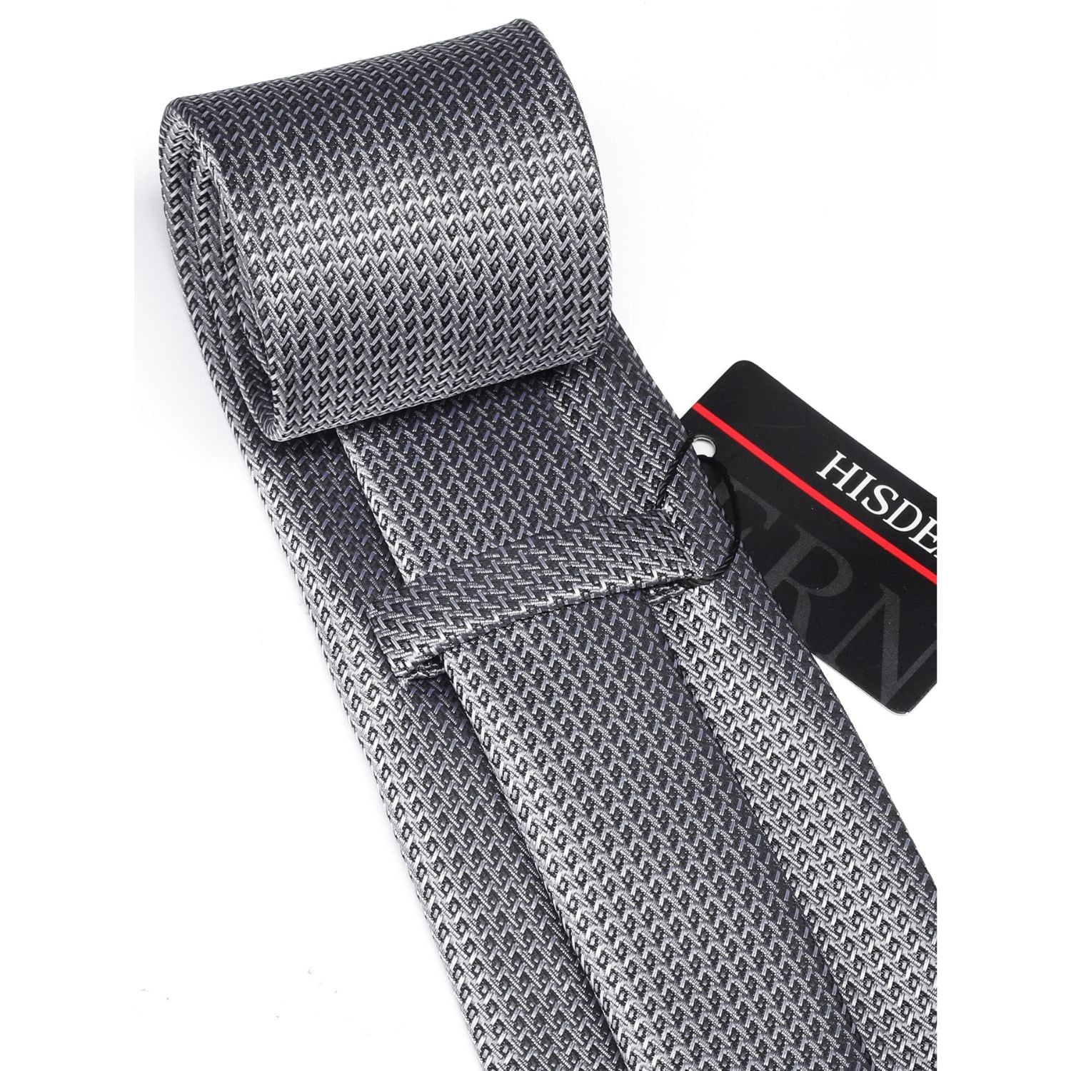 Houndstooth Tie Handkerchief Cufflinks - D1 - BLACK/SILVER