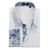 Casual Formal Shirt with Pocket - 12-WHITE/PAISLEY 