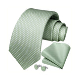 Houndstooth Tie Handkerchief Cufflinks - SAGE GREEN 