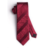 Stripe Tie Handkerchief Cufflinks - B1-RED 