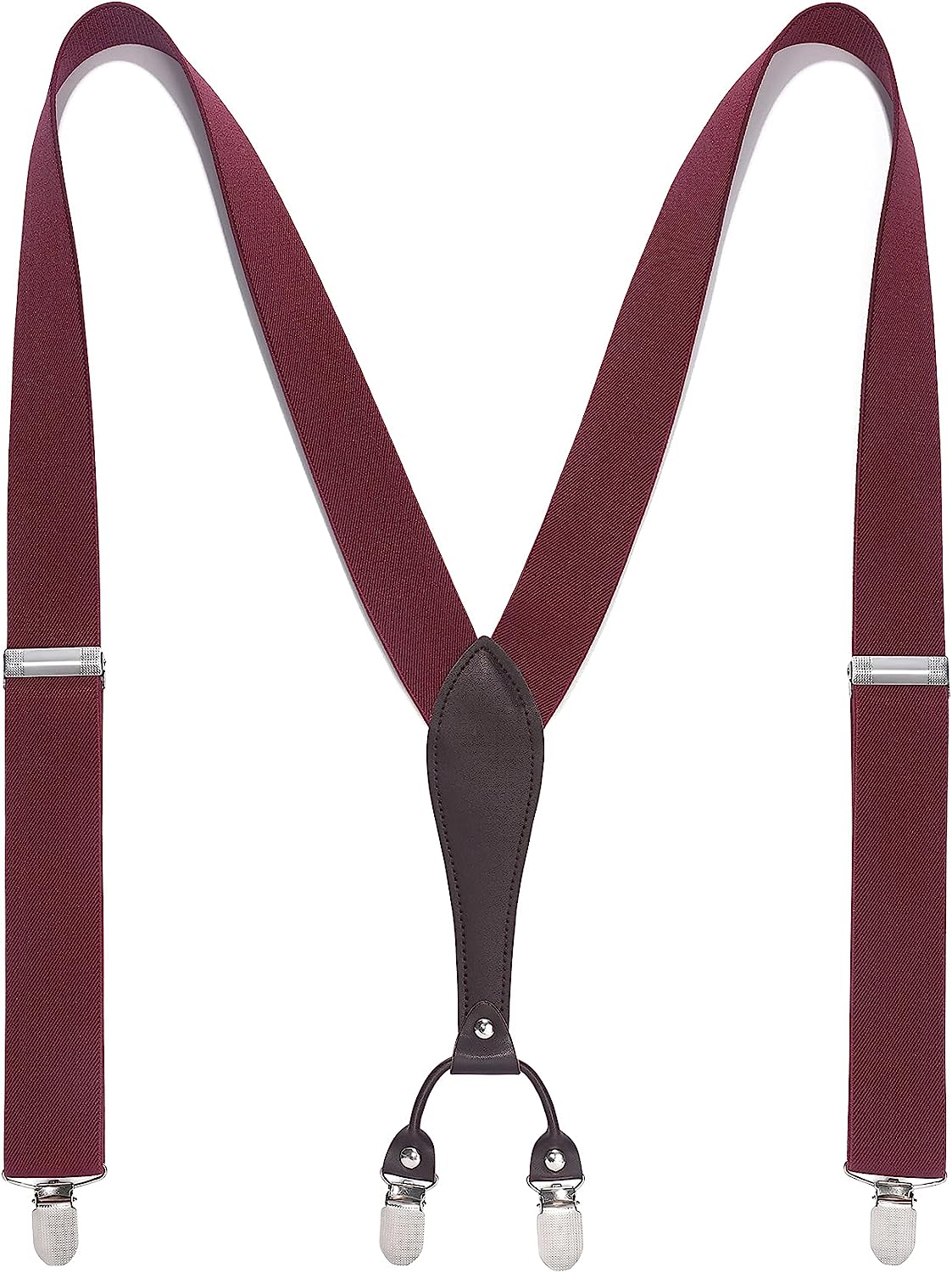 Y-shaped Adjustable Suspender with 6 Clips - 07 RED