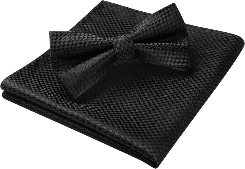 Plaid Pre-Tied Bow Tie & Pocket Square - DARK GREEN