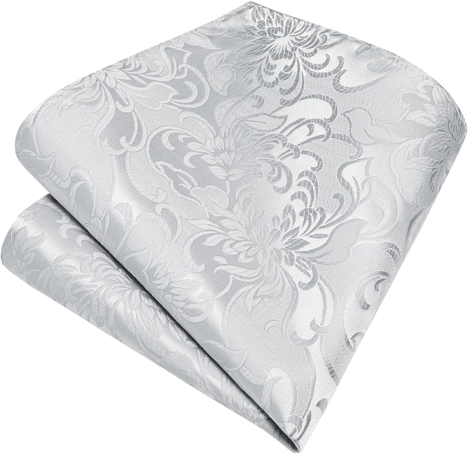 Floral Tie Handkerchief Cufflinks - 1A-WHITE