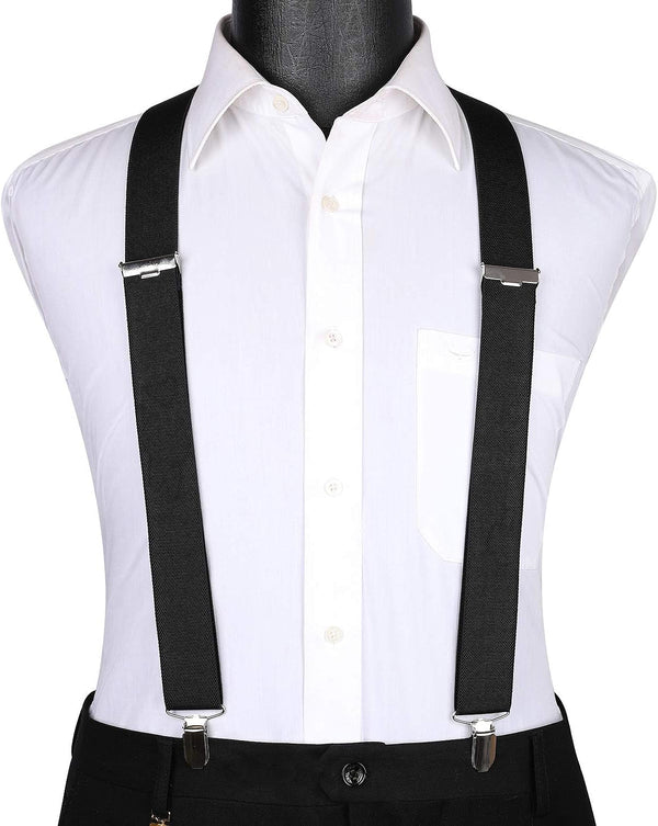 2PCS 1.4" Adjustable Suspender with 4 Clips - C-BLACK/GREY 