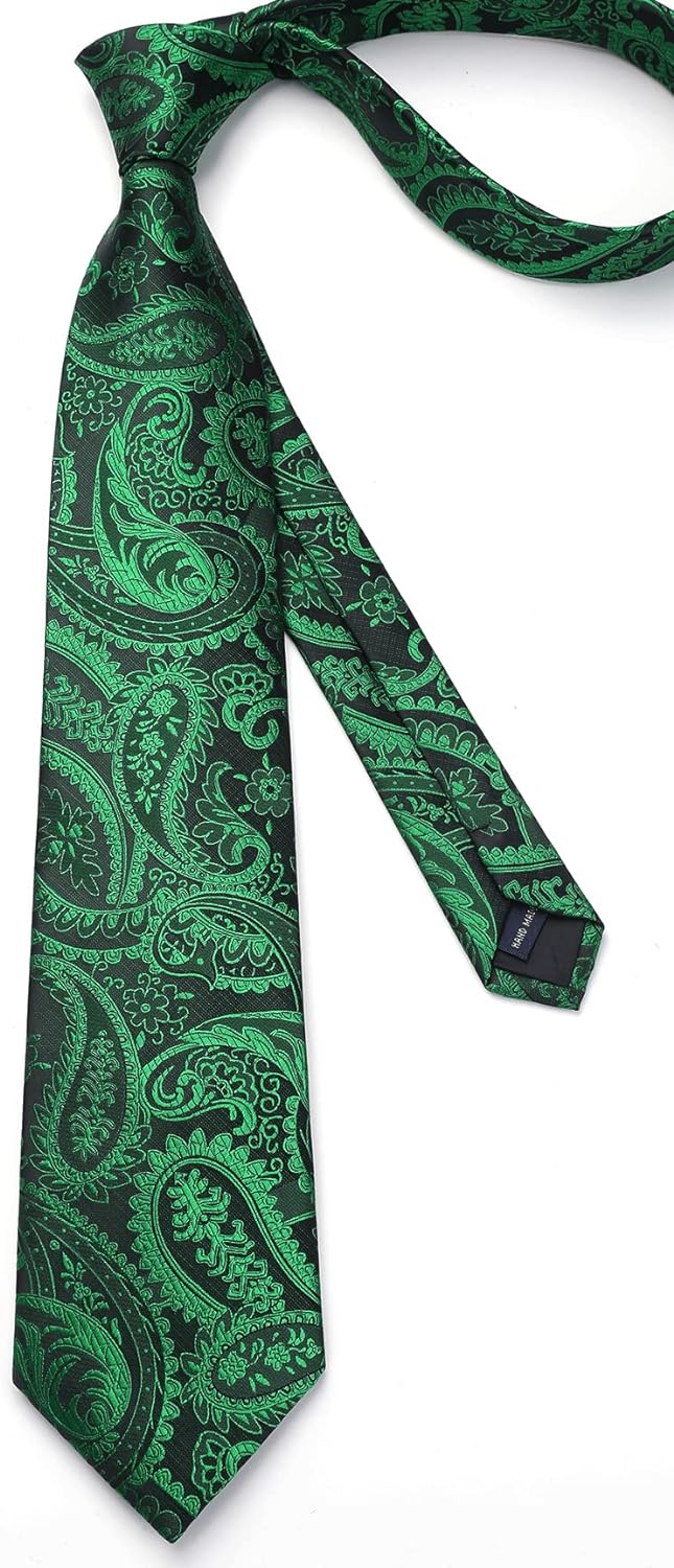 Paisley Tie Handkerchief Cufflinks - BLACK/GREEN