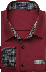 Casual Formal Shirt with Pocket - WINE RED 