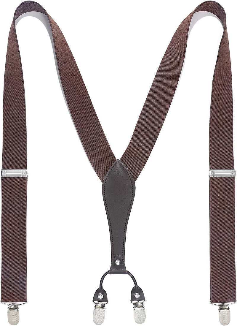 Y-shaped Adjustable Suspender with 6 Clips - 06 BROWN 