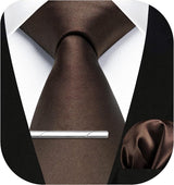 Solid Tie Handkerchief Clip - DARK BROWN-1 