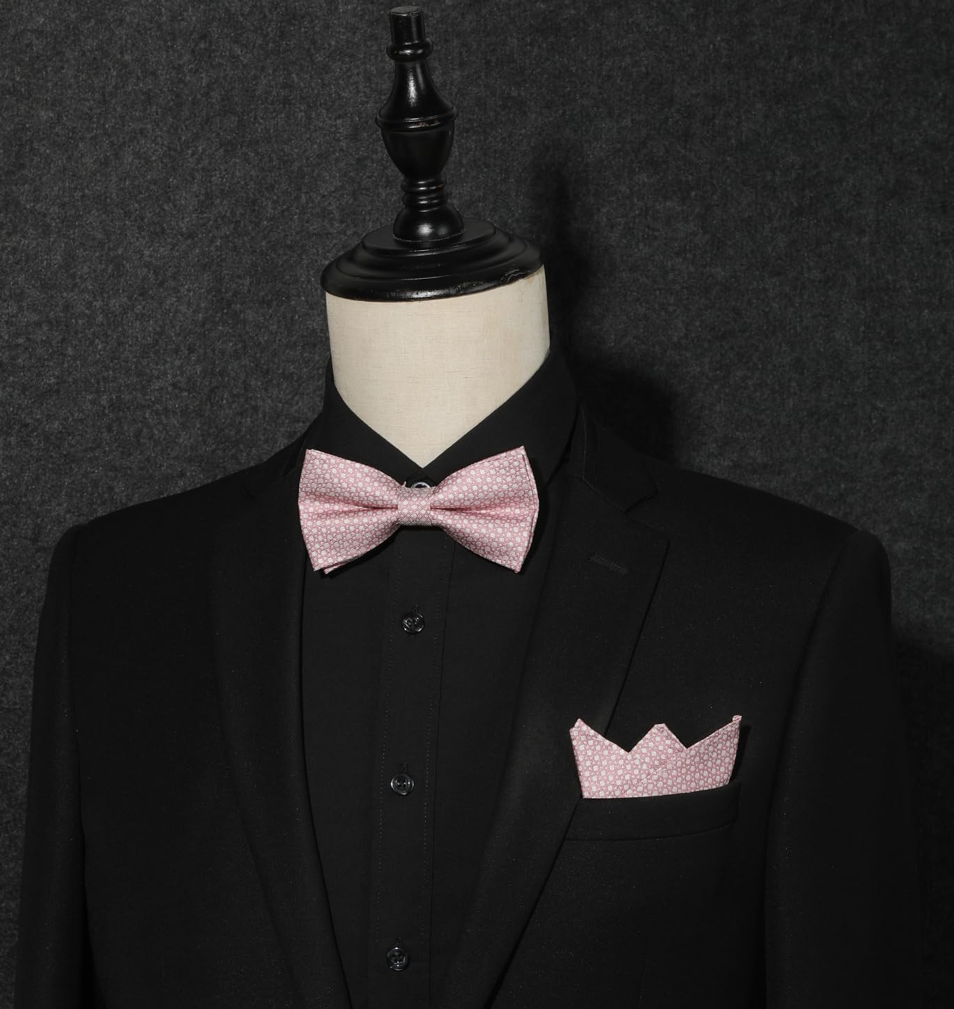 Plaid Pre-Tied Bow Tie & Pocket Square - PINK