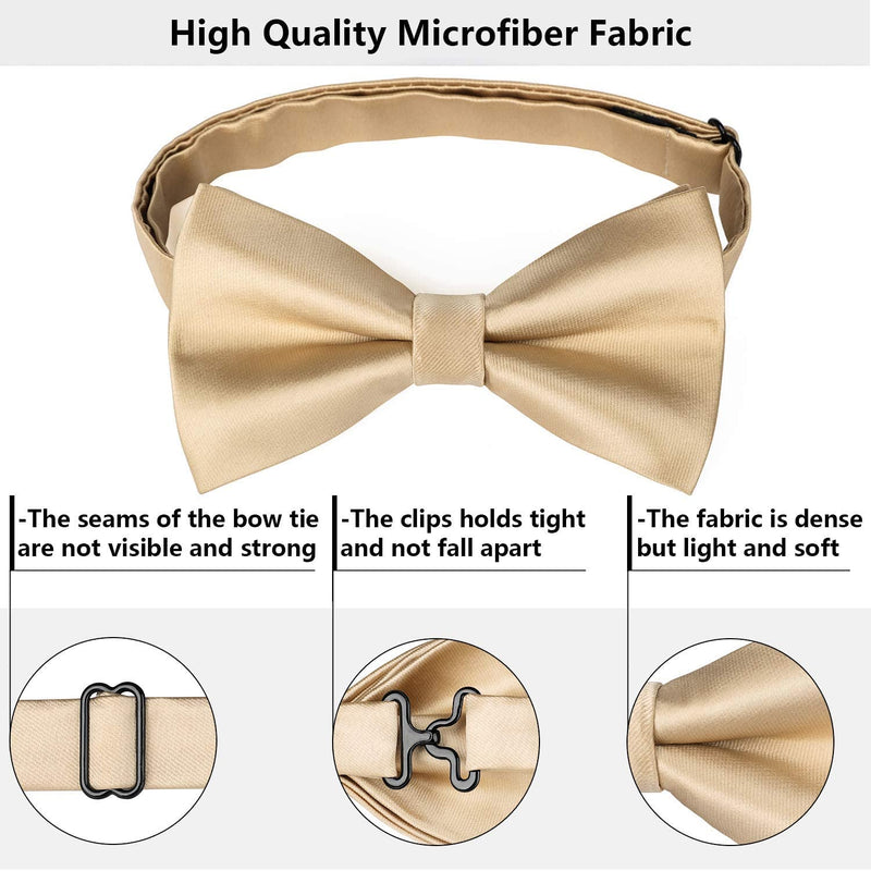 Solid Pre-Tied Bow Tie - 02-CHAMPAGNE