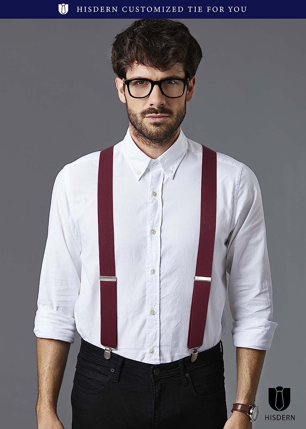 Y-shaped Adjustable Suspender with 6 Clips - 07 RED