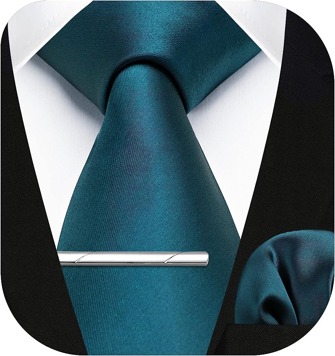 Solid Tie Handkerchief Clip - DARK GREEN-1