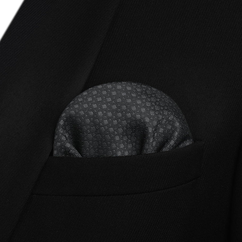 Houndstooth Bow Tie & Pocket Square - BLACK 