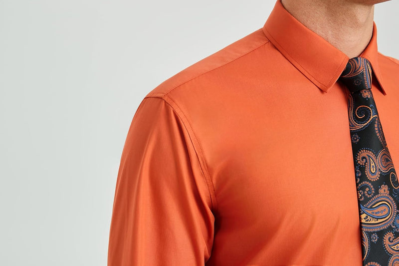 Men's Shirt with Tie Handkerchief Set ORANGE Hisdern