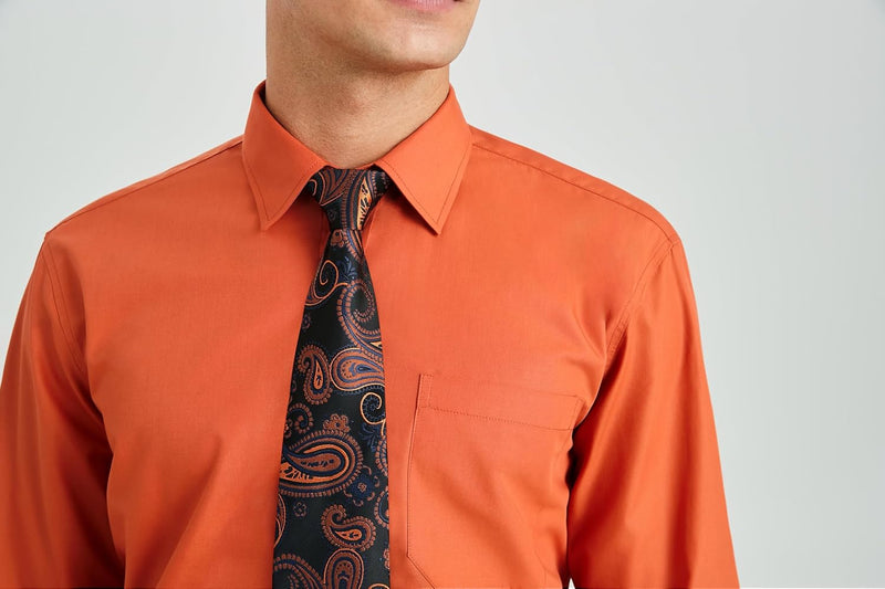 Men's Shirt with Tie Handkerchief Set ORANGE Hisdern