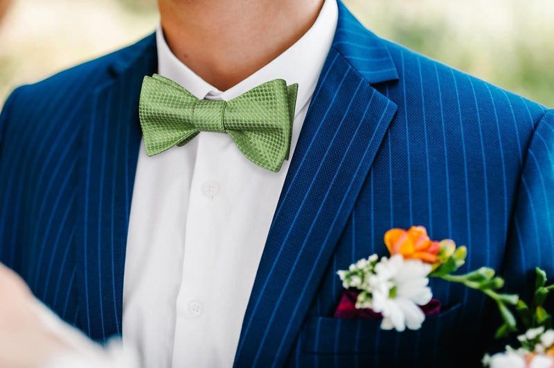 Houndstooth Bow Tie & Pocket Square - 01-GREEN