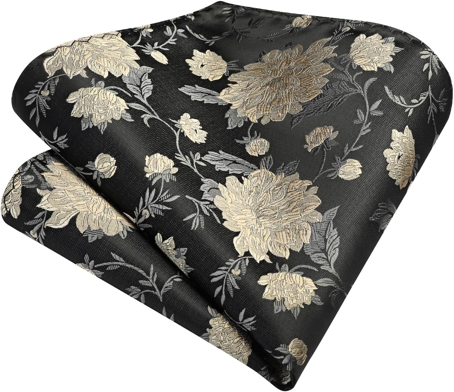 Floral Tie Handkerchief Cufflinks - 1-BLACK FLORAL