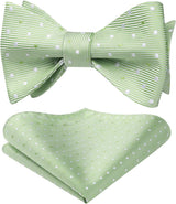 Polka Dots Bow Tie & Pocket Square - 03-GREEN/WHITE