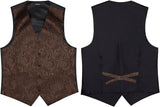 Paisley Floral 3pc Suit Vest Set - BROWN