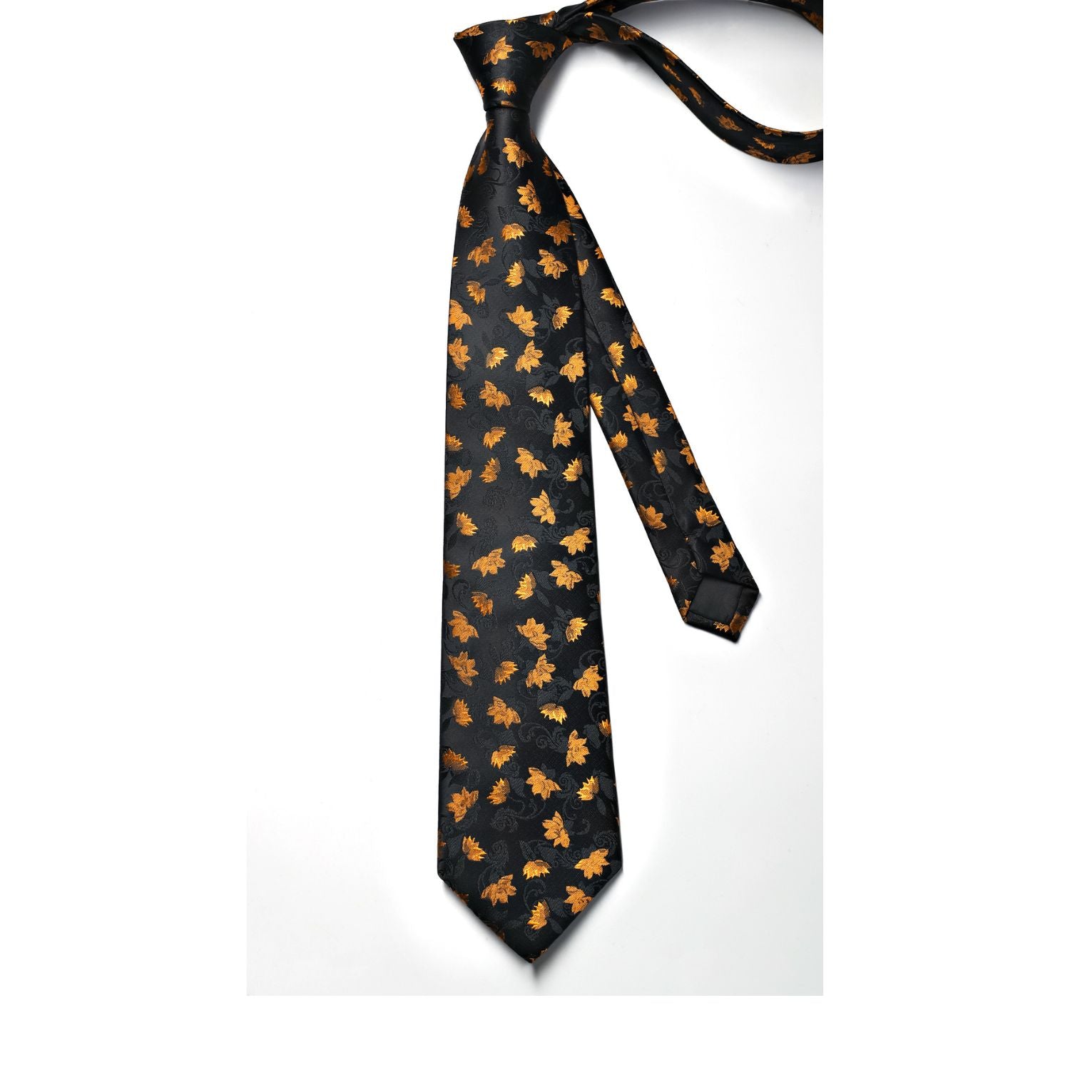 Floral Tie Handkerchief Set - 04 GOLD/BLACK