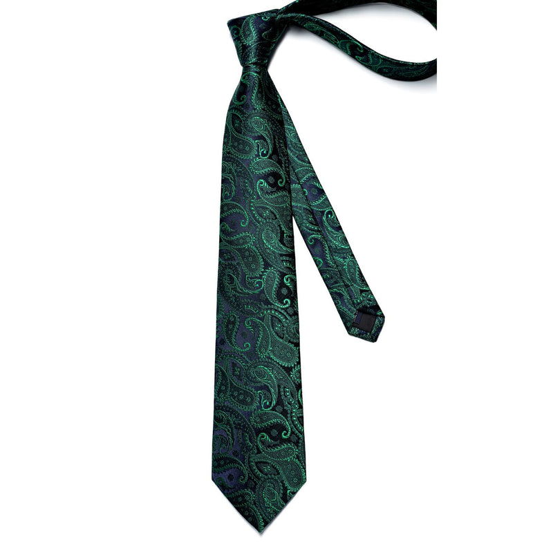 Paisley Tie Handkerchief Cufflinks - G-GREEN 