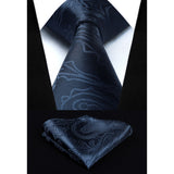 Paisley Vest Tie Handkerchief Set - Navy Blue