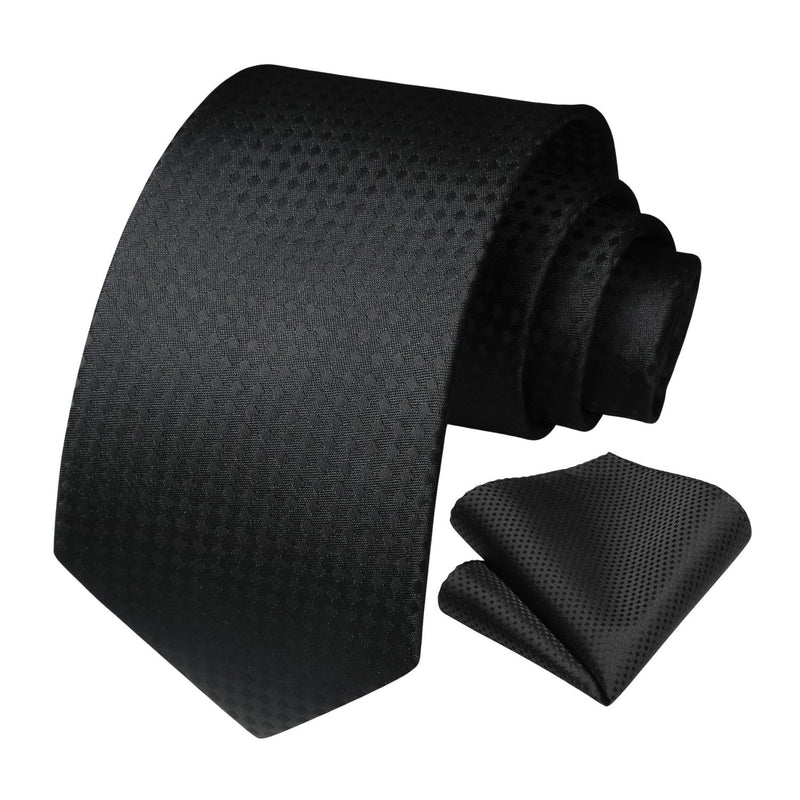 Plaid Tie Handkerchief Set - C2-BLACK 