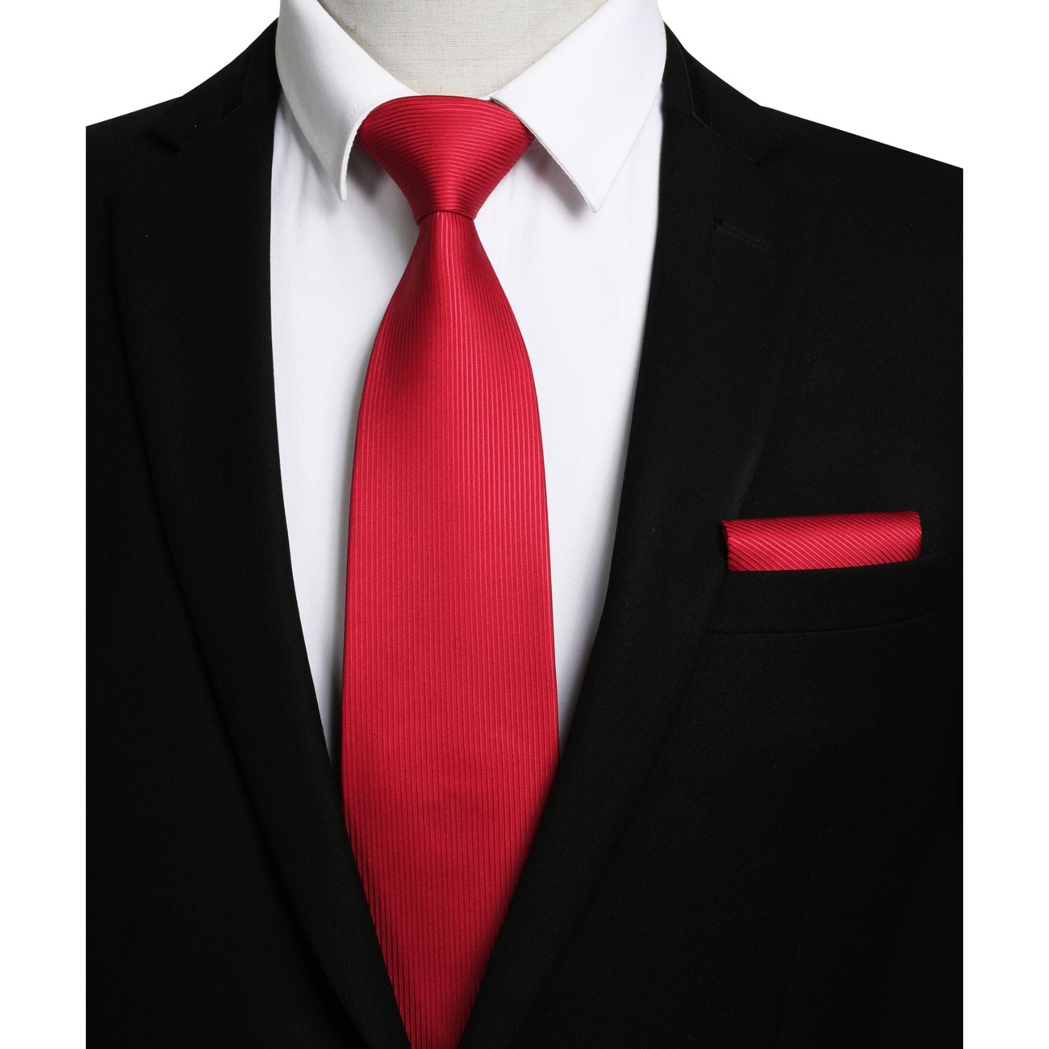 Solid Tie Handkerchief Set - 2-RED