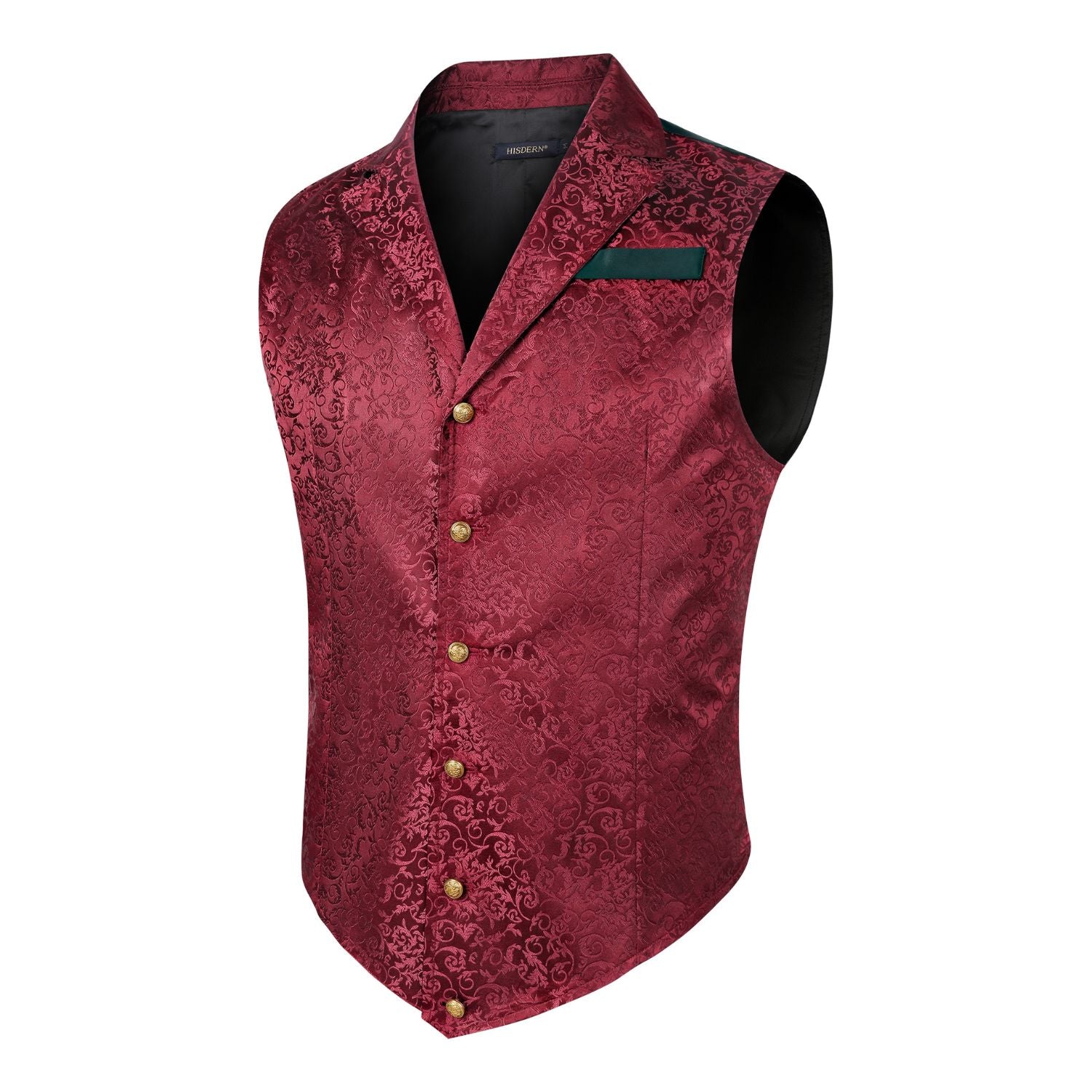 Gothic Lapel Vest for Men - BURGUNDY-2
