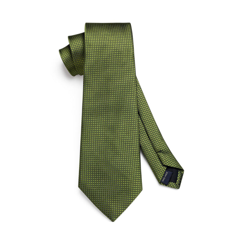 Plaid Tie Handkerchief Set - GOLD-4 