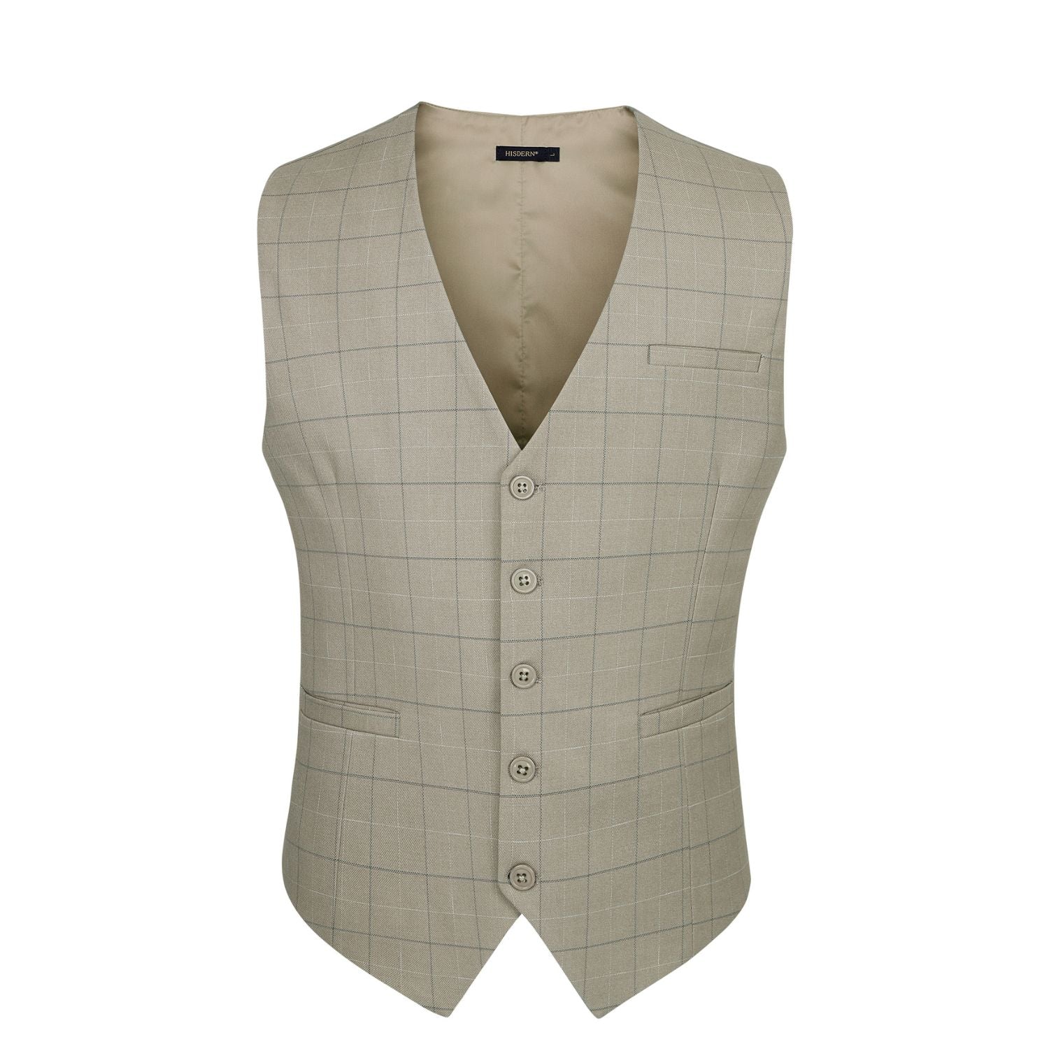 Plaid Slim Vest - A-BEIGE