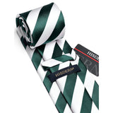 Stripe Tie Handkerchief Set - GREEN/WHITE 