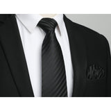 Stripe Tie Handkerchief Cufflinks - BLACK 