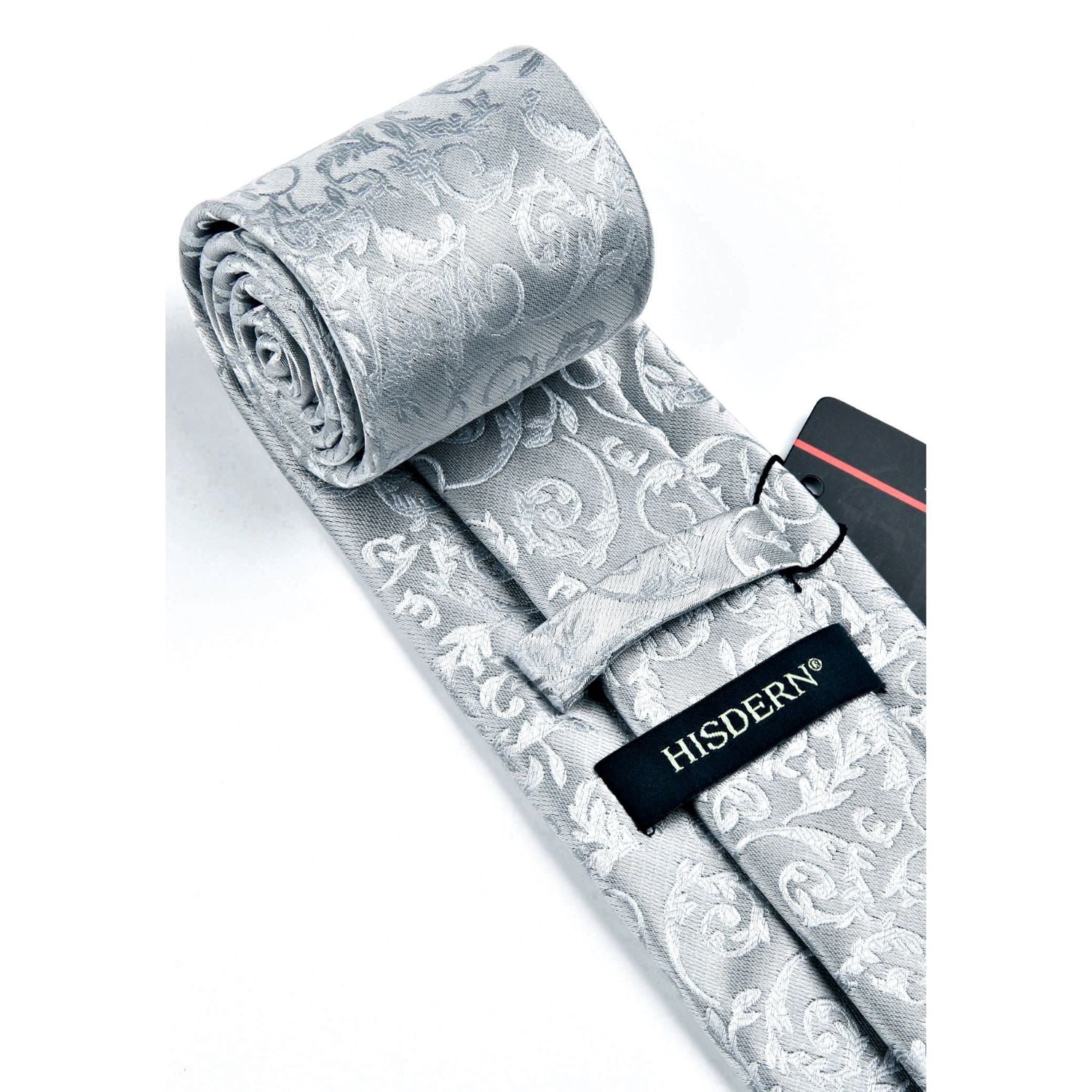 Paisley Tie Handkerchief Set - A1-SILVER GRAY