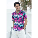 Hawaiian Tropical Shirts with Pocket - Z2-HOT PINK