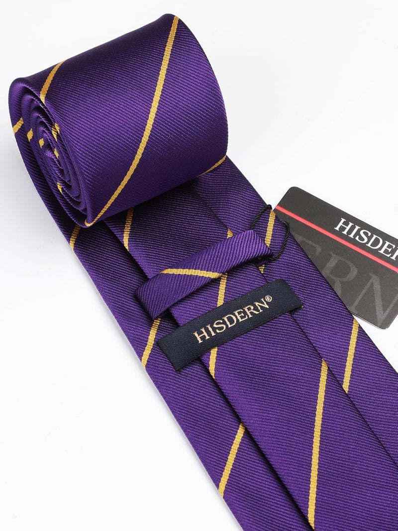 Stripe Tie Handkerchief Set - D-03-PURPLE