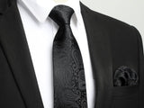 Paisley Tie Handkerchief Clip - BLACK