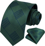 Solid Houndstooth Tie Handkerchief Set - SAGE GREEN