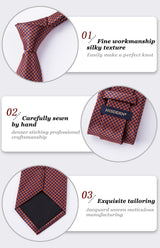 Houndstooth Tie Handkerchief Set - B-ORANGE