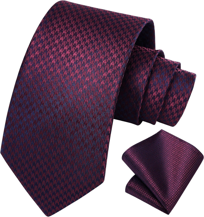 Solid Houndstooth Tie Handkerchief Set - SAGE GREEN