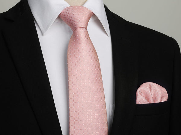 Men's Plaid Tie Handkerchief Set - C-BLUSH PINK