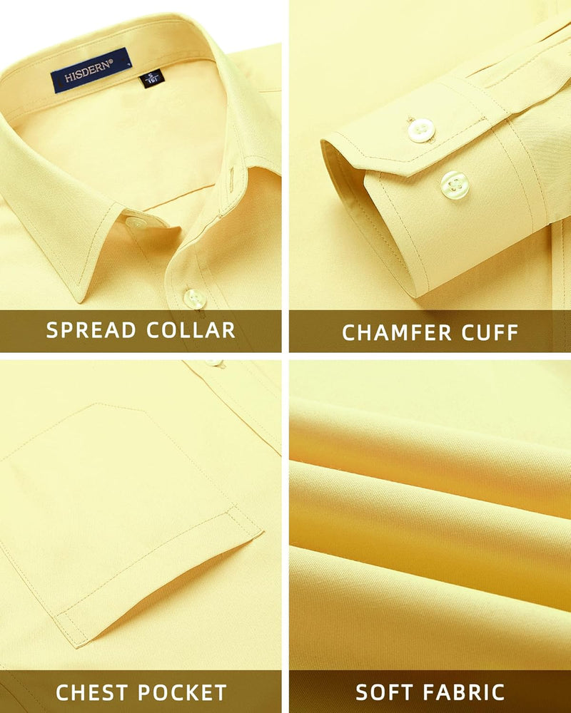 Men's Dress Shirt with Pocket - LIGHT YELLOW