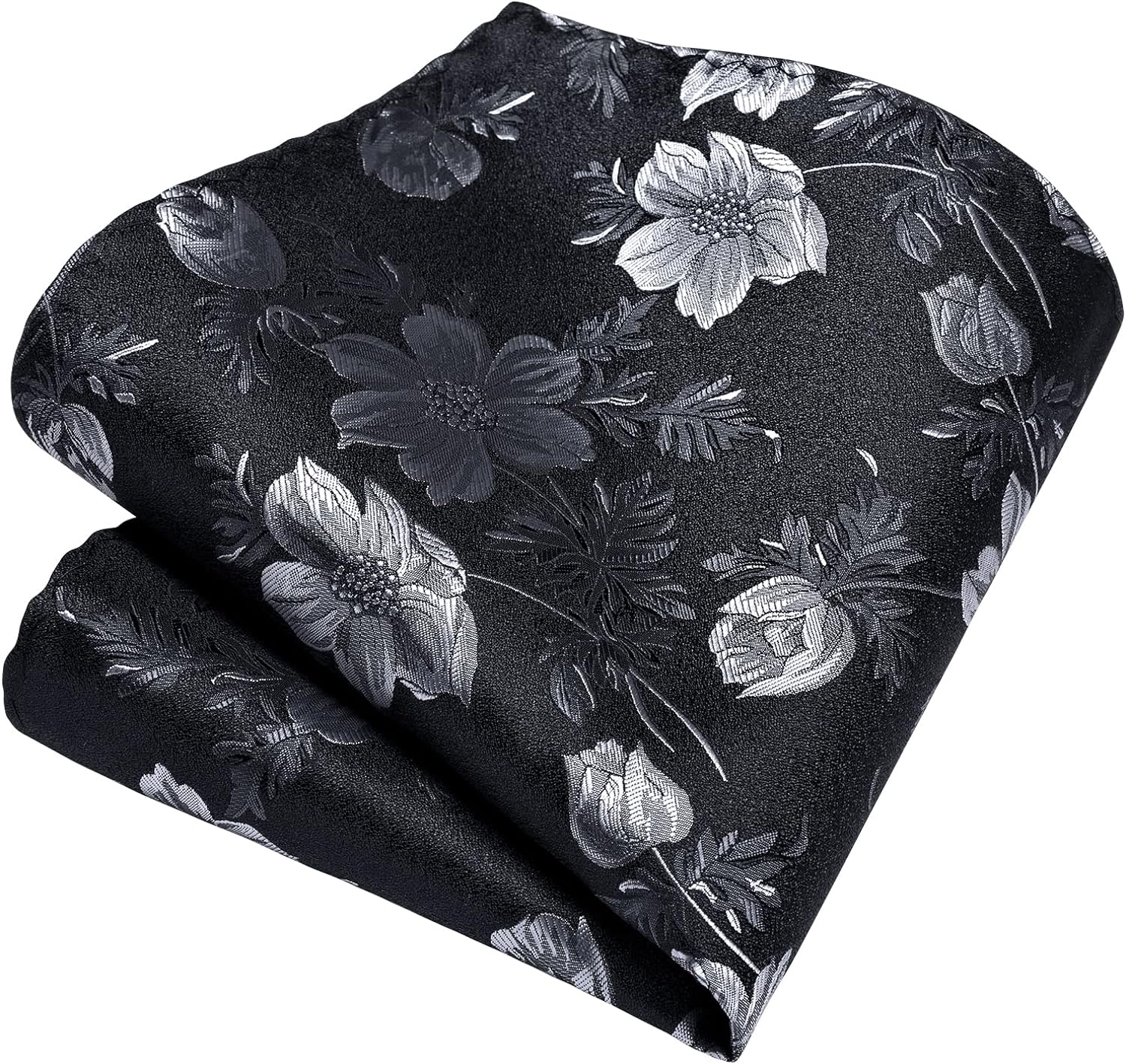 Floral Tie Handkerchief Cufflinks - A-BLACK