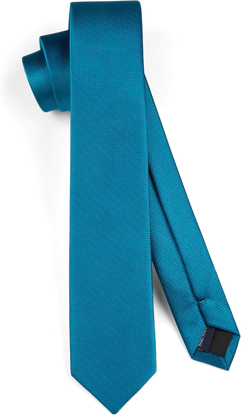 Solid 2.4' Skinny Formal Tie - PEACOCK BLUE-02