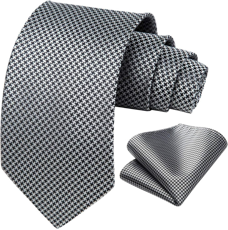 Solid Houndstooth Tie Handkerchief Set - SAGE GREEN