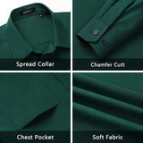 Men's Shirt with Tie Handkerchief Set - 08-GREEN 3