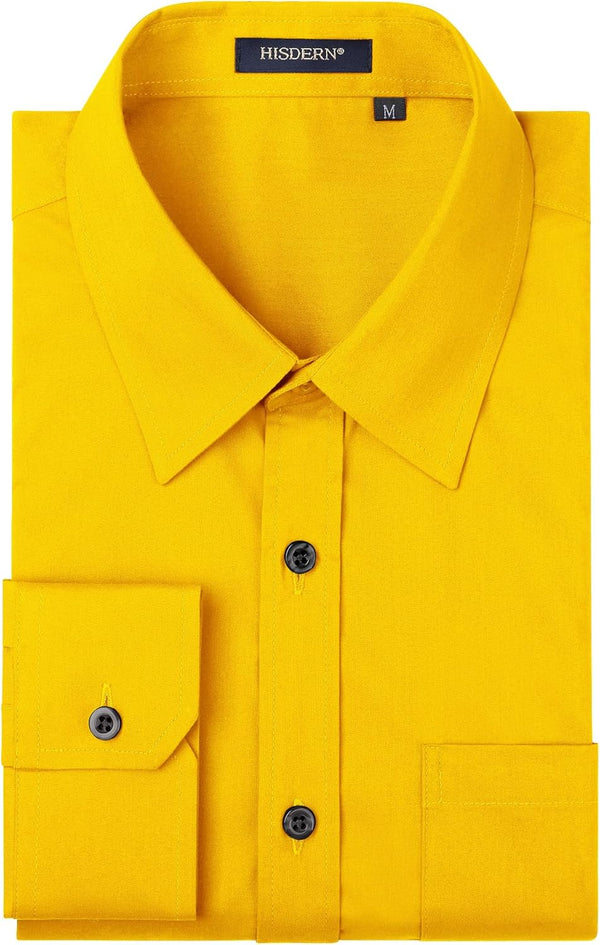 Men's Dress Shirt with Pocket - YELLOW