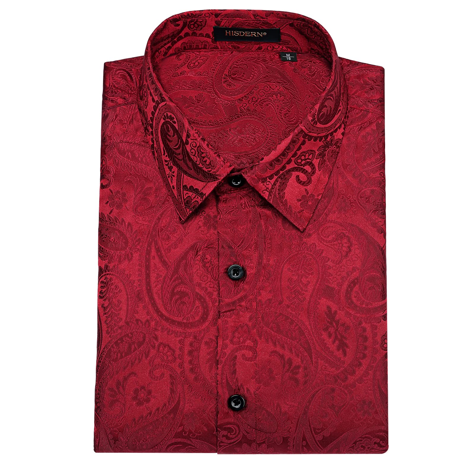 Men's Long Sleeve Shirt With Printing - RED PAISLEY